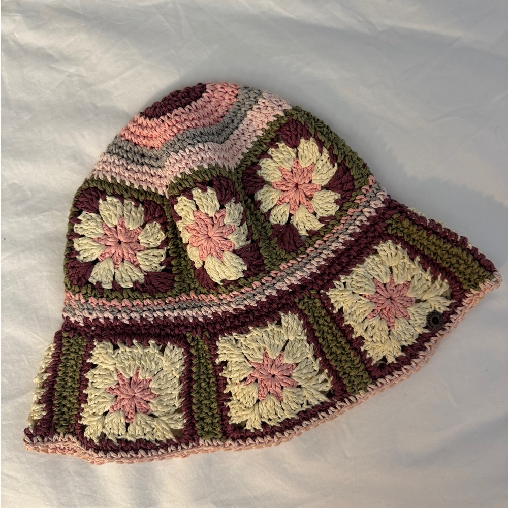 Pink Crochet Bucket Hat - Multicolor